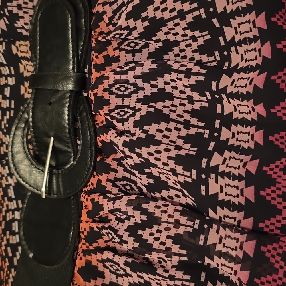 No Boundaries Purple and Black Boho Belted Hi- Lo Skirt L - Picture 2 of 3